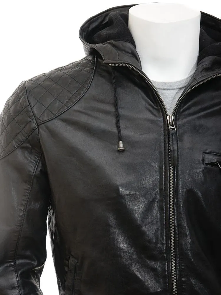 Franc Black Hooded Leather Jacket