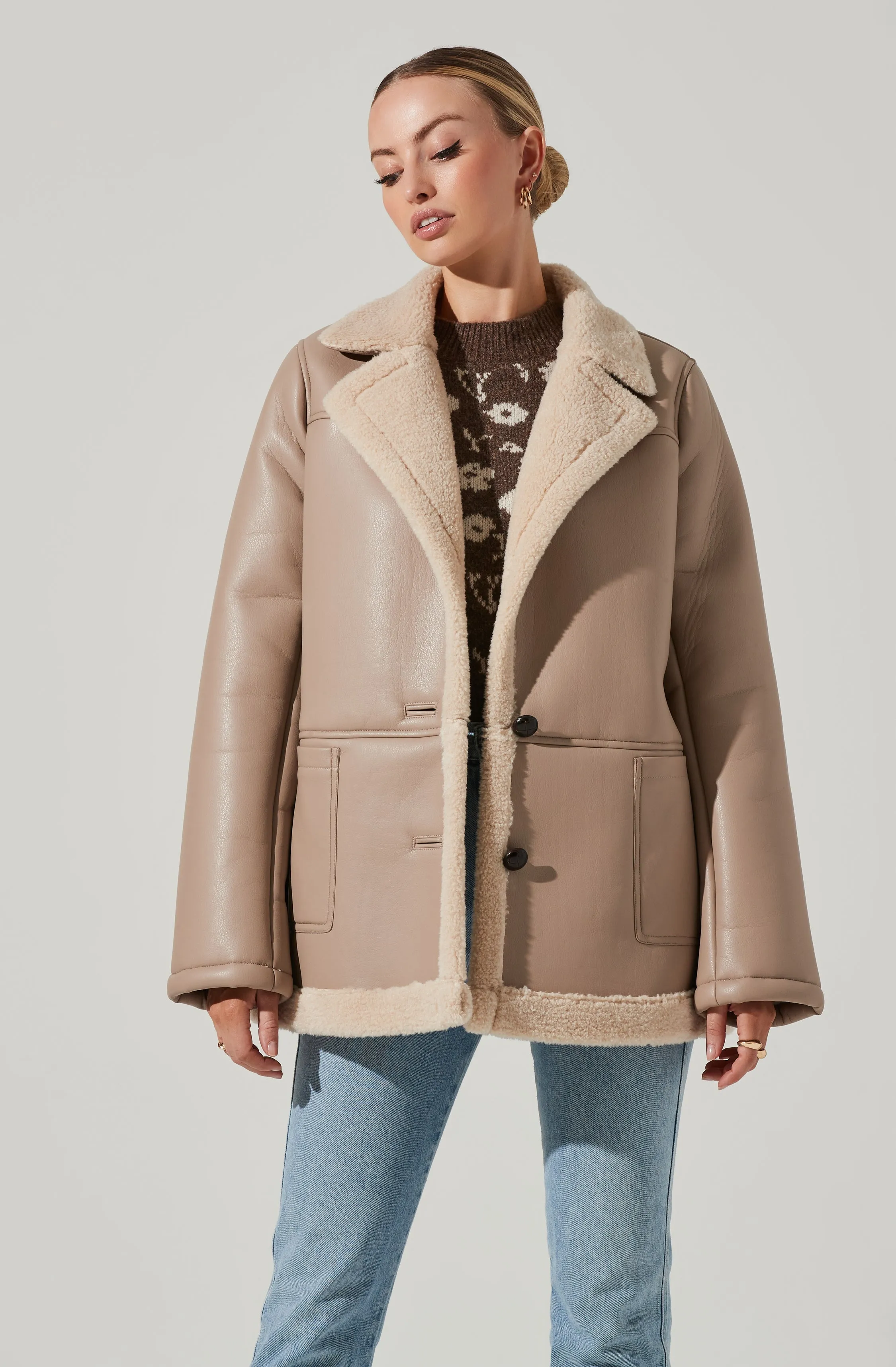 Francine Faux Leather Shearling Jacket