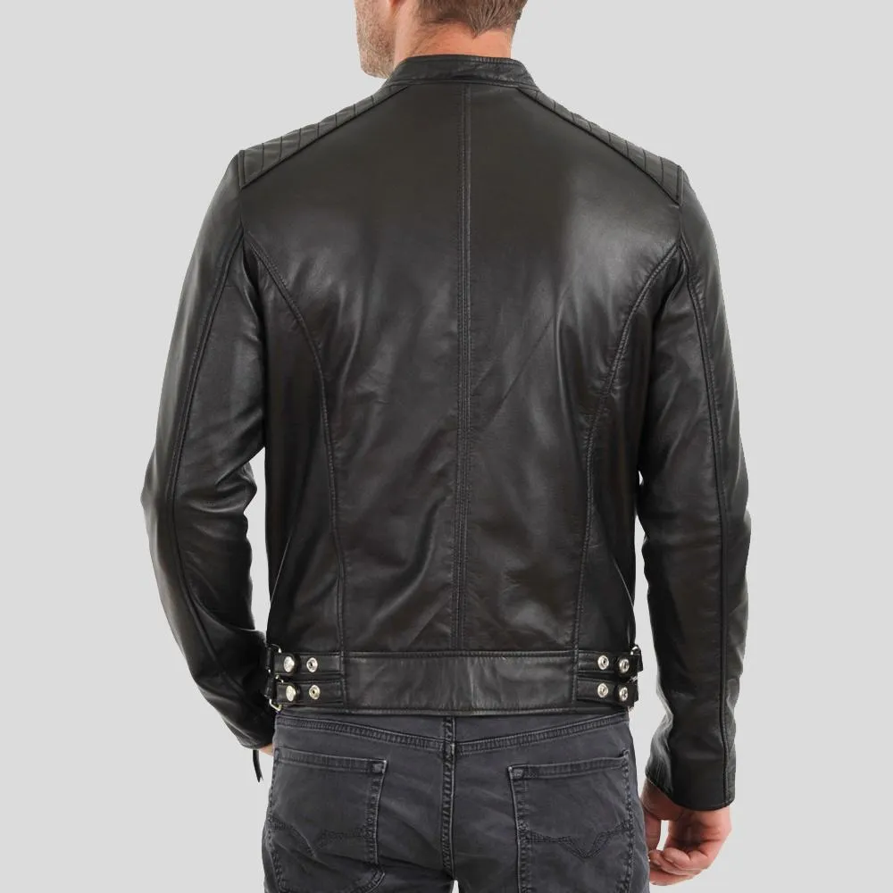 Fraser Black Biker Leather Jacket