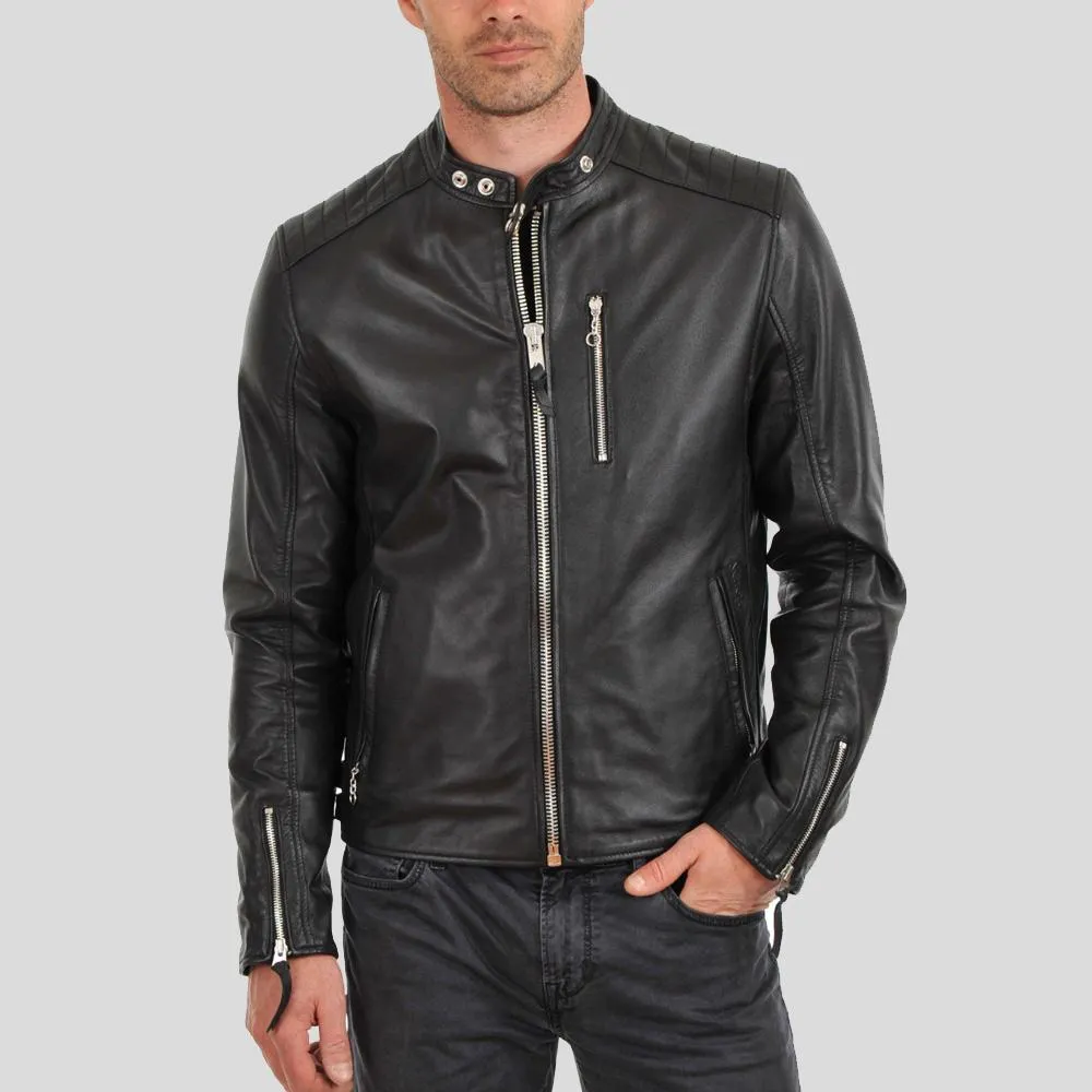 Fraser Black Biker Leather Jacket