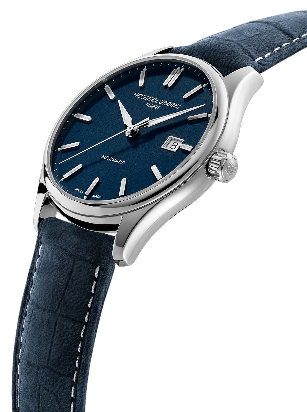 Frederique Constant Classics Index Automatic Stainless Steel Blue Dial Blue Leather Strap Date Mens Watch FC-303NN5B6