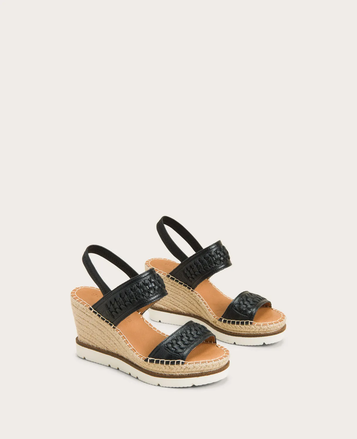 GENTLE SOULS - Elyssa Leather Two-Band Braided Wedge Sandal