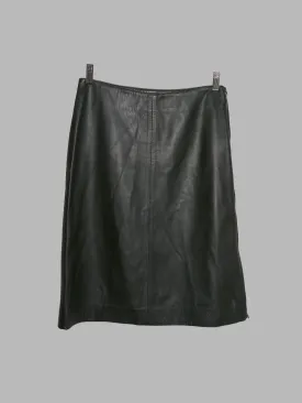 Gianfranco Ferre Studio dark green leather side zip skirt - IT size 28