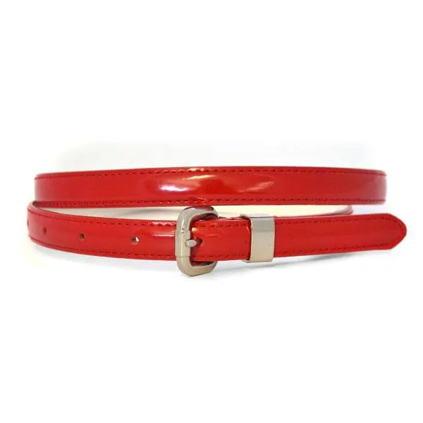 Gift Box | Women's Silver & Red Skinny Leather Belt Gift Set