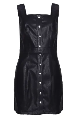 Glamorous Black PU Button Front Mini Dress