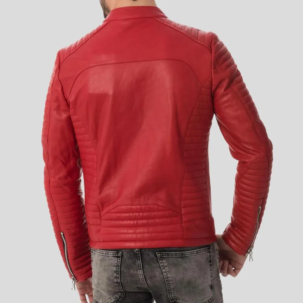 Gyles Red Quilted Leather Jacket