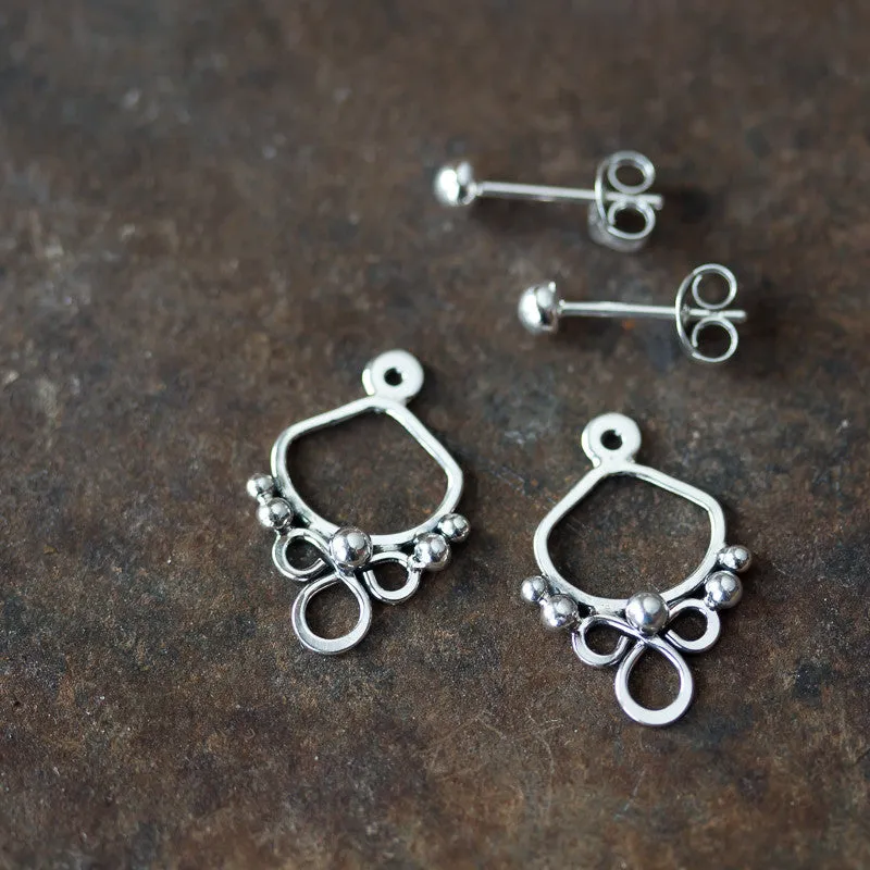 Handmade silver ear jacket earrings, mix and match front and back earring