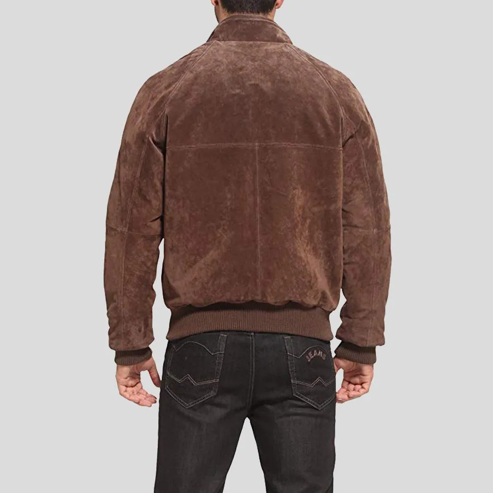 Harry Suede Brown Bomber Leather Jacket