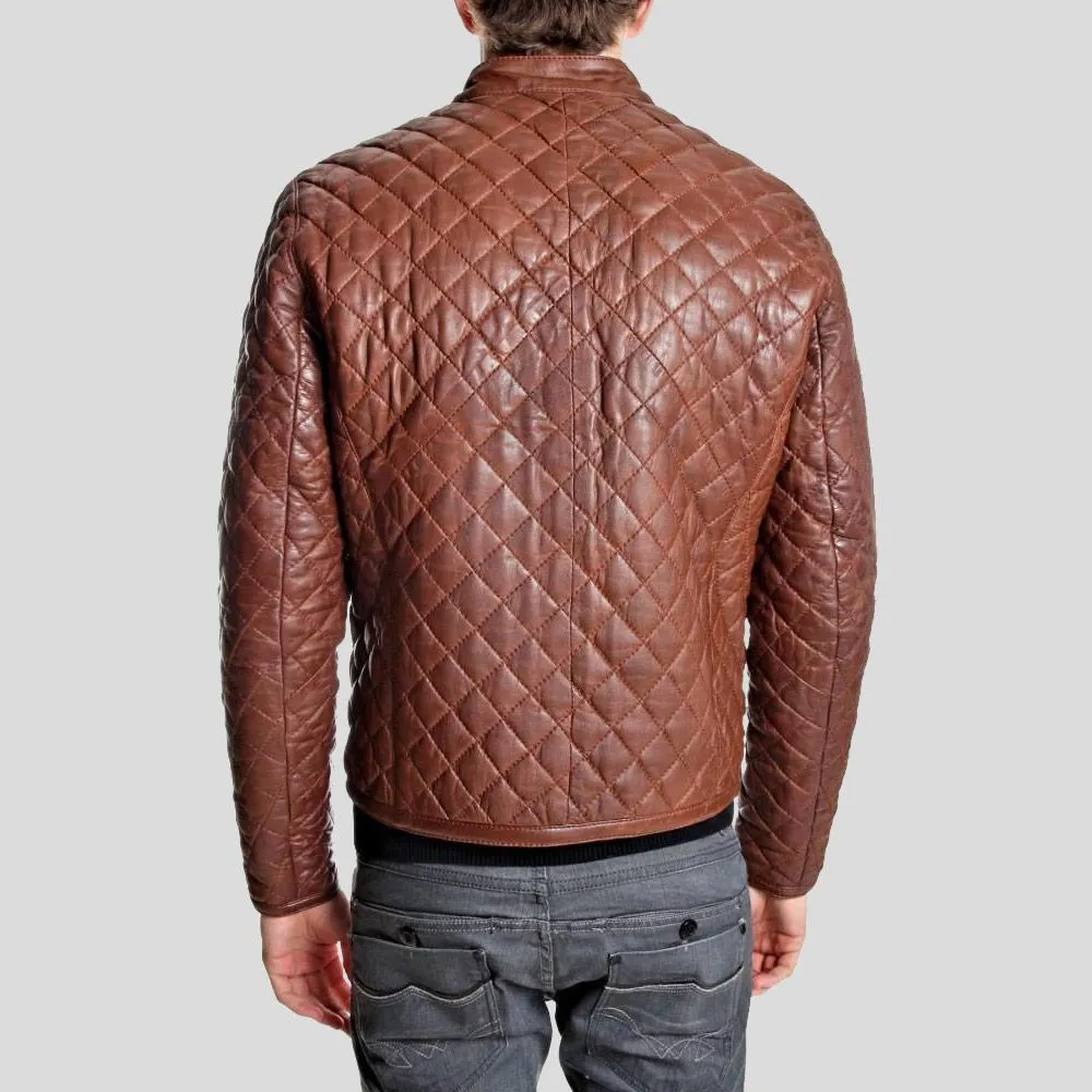 Hutch Brown Quilted Leather Jacket