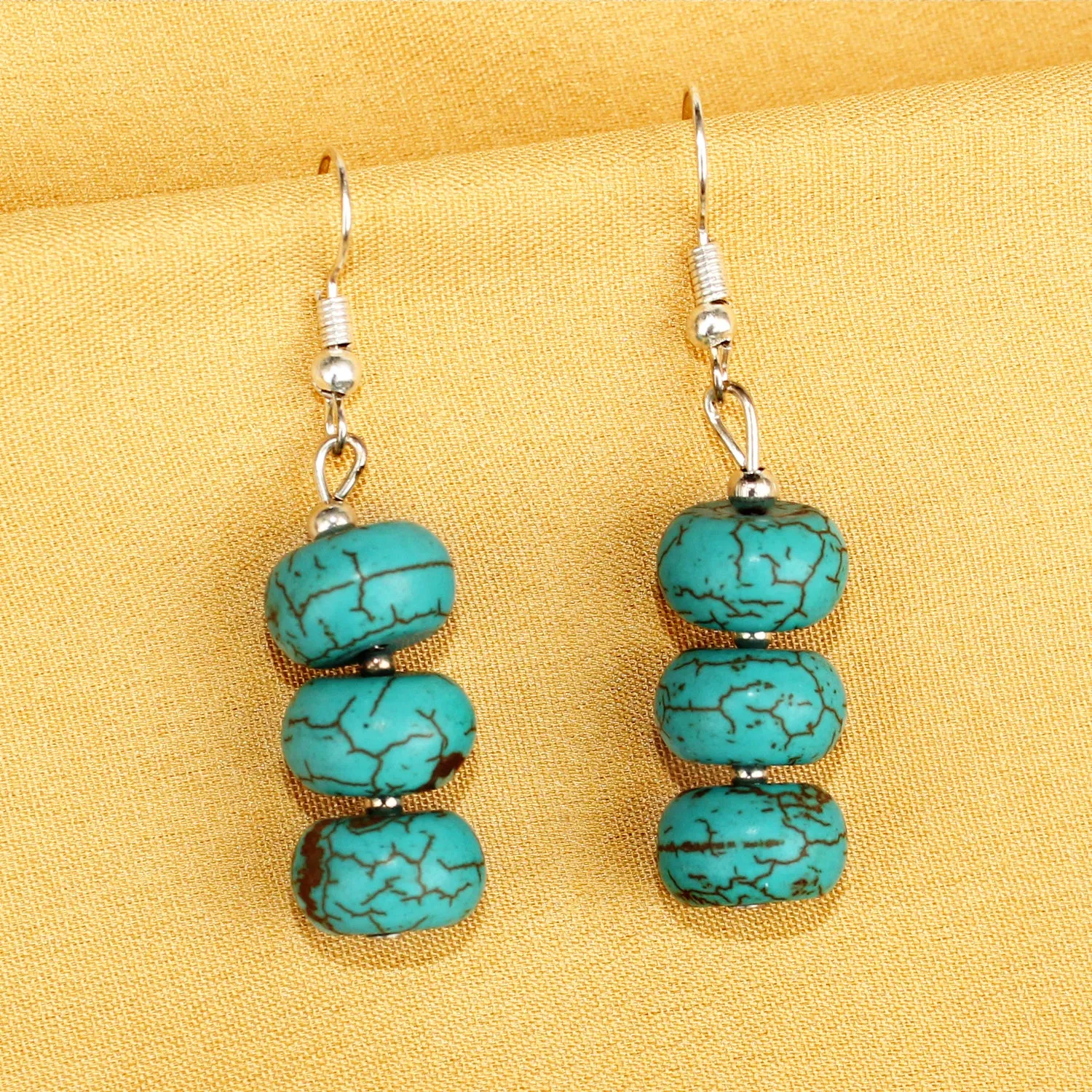 Imeora Tripple Turquoise Hanging Earrings