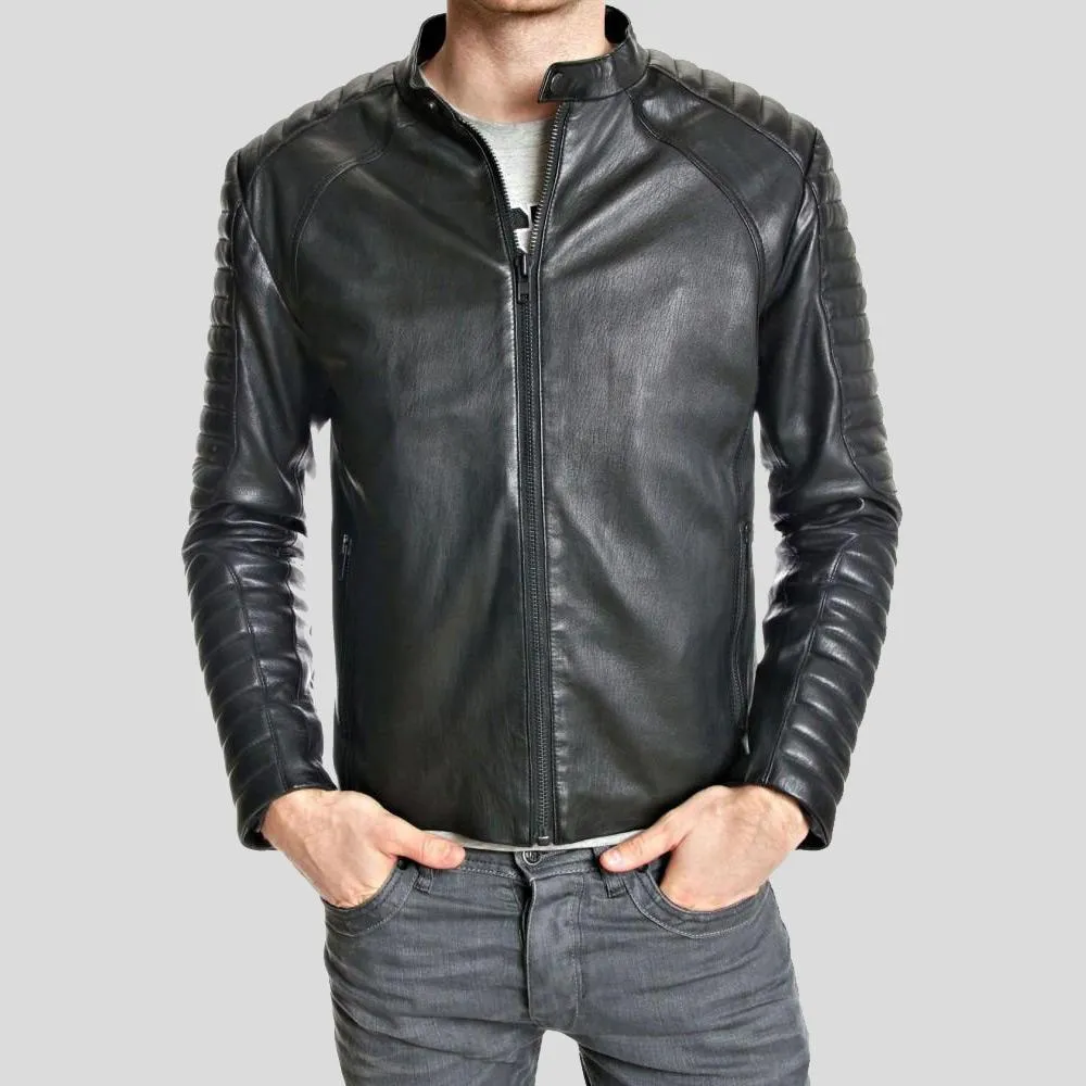 Iwan Black Quilted Genuine Leather Jacket