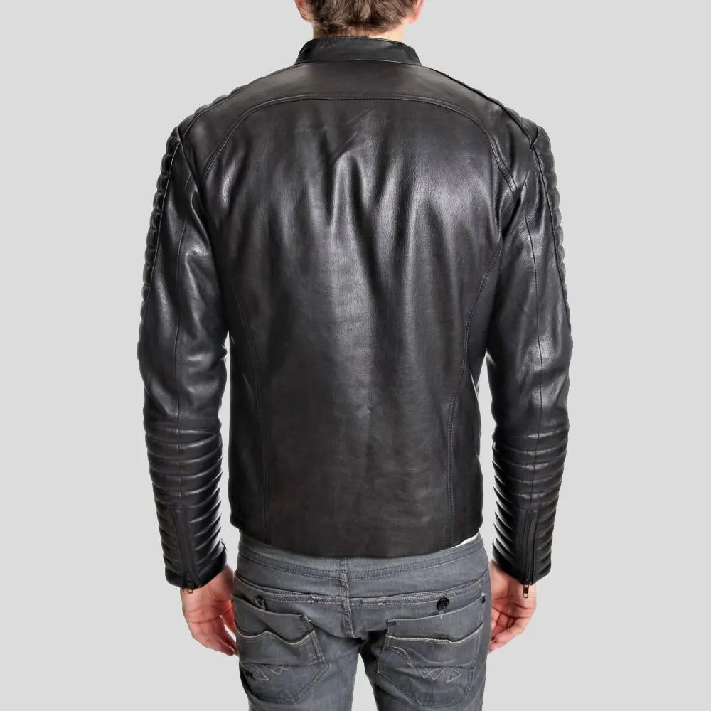 Iwan Black Quilted Genuine Leather Jacket