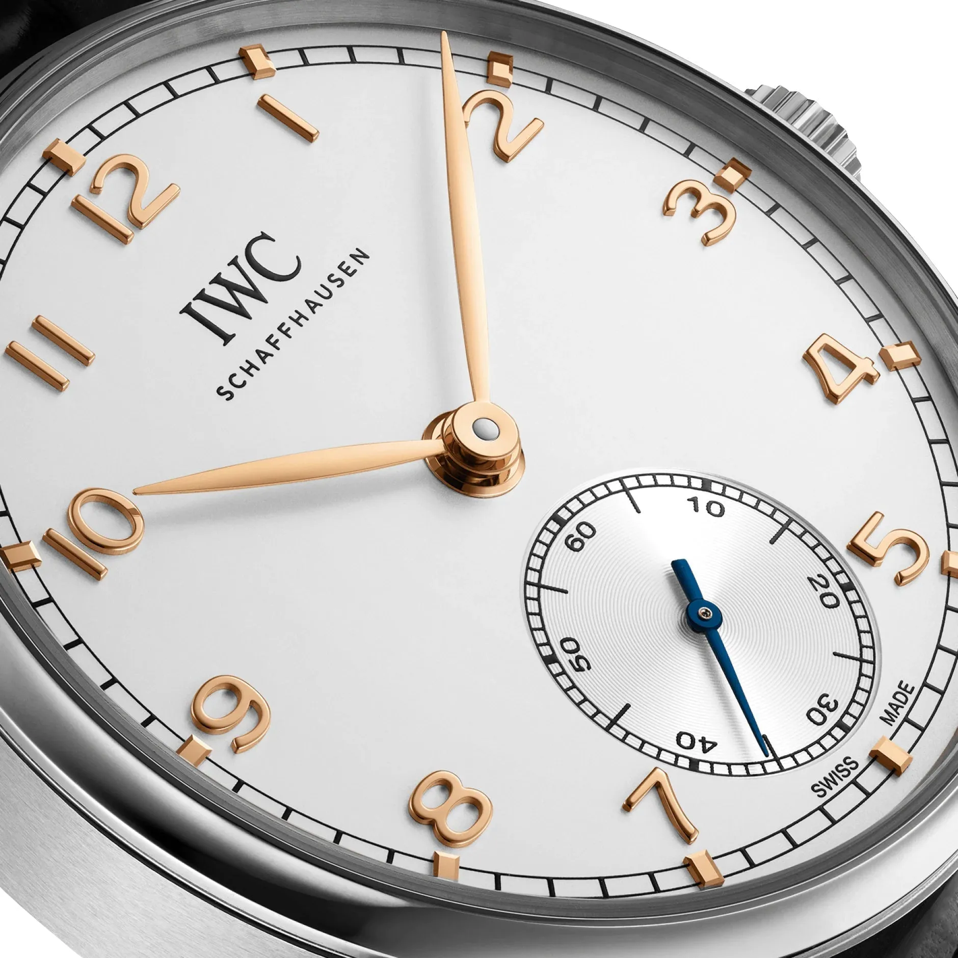 IWC Portugieser Automatic Stainless Steel Silver-Tone Dial Black Leather Strap Mens Watch IW358303