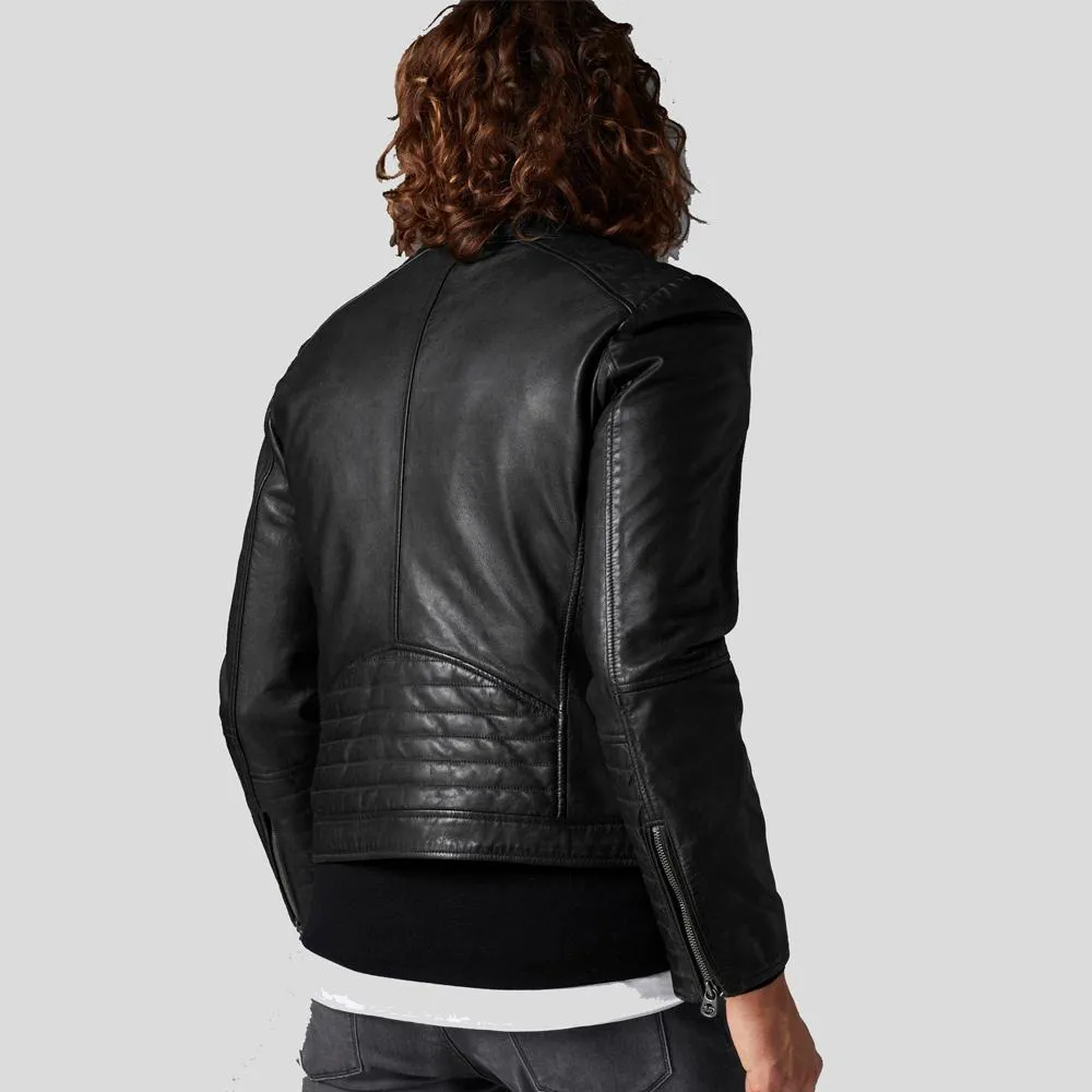 Jake Black Slim Fit Biker Leather Jacket