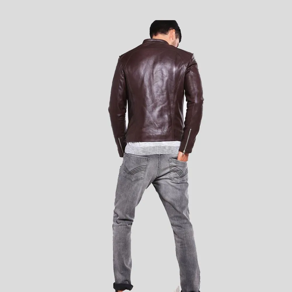 Joey Brown Leather Racer Jacket