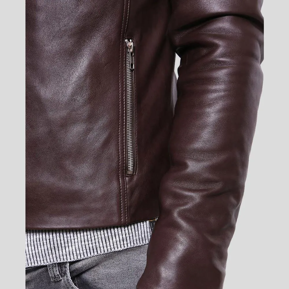 Joey Brown Leather Racer Jacket