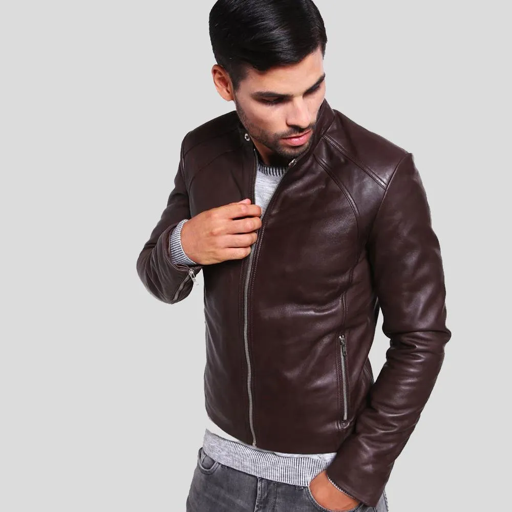 Joey Brown Leather Racer Jacket