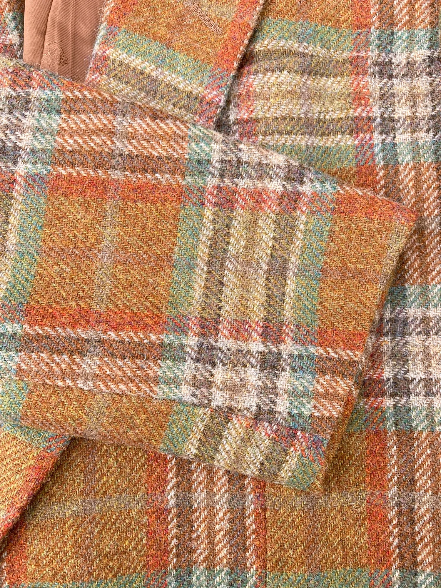 Kenzo Paris 1980s brown green plaid wool 2 button blazer trouser suit - 2 M S