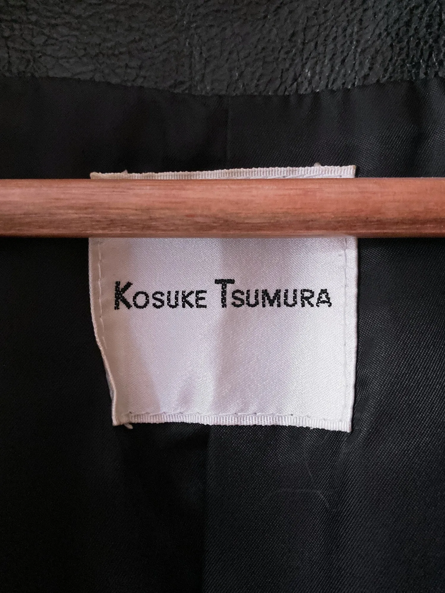 Kosuke Tsumura 1990s black leather zip coat with detachable faux fur collar