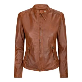 Ladies Womens Real Leather Vintage Slim Fit Biker Timber Leather Jacket