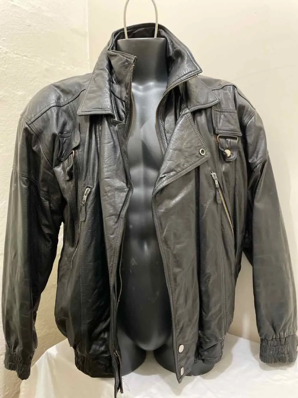 Leather Motorcycle Jacket Men's XXL