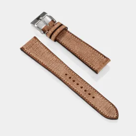 Linen Leather Watch Strap - Elegant Brown