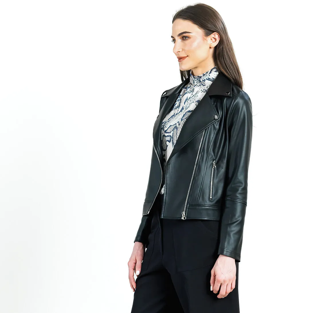 Liquid Leather™ Sheen Moto Zip Jacket - Black