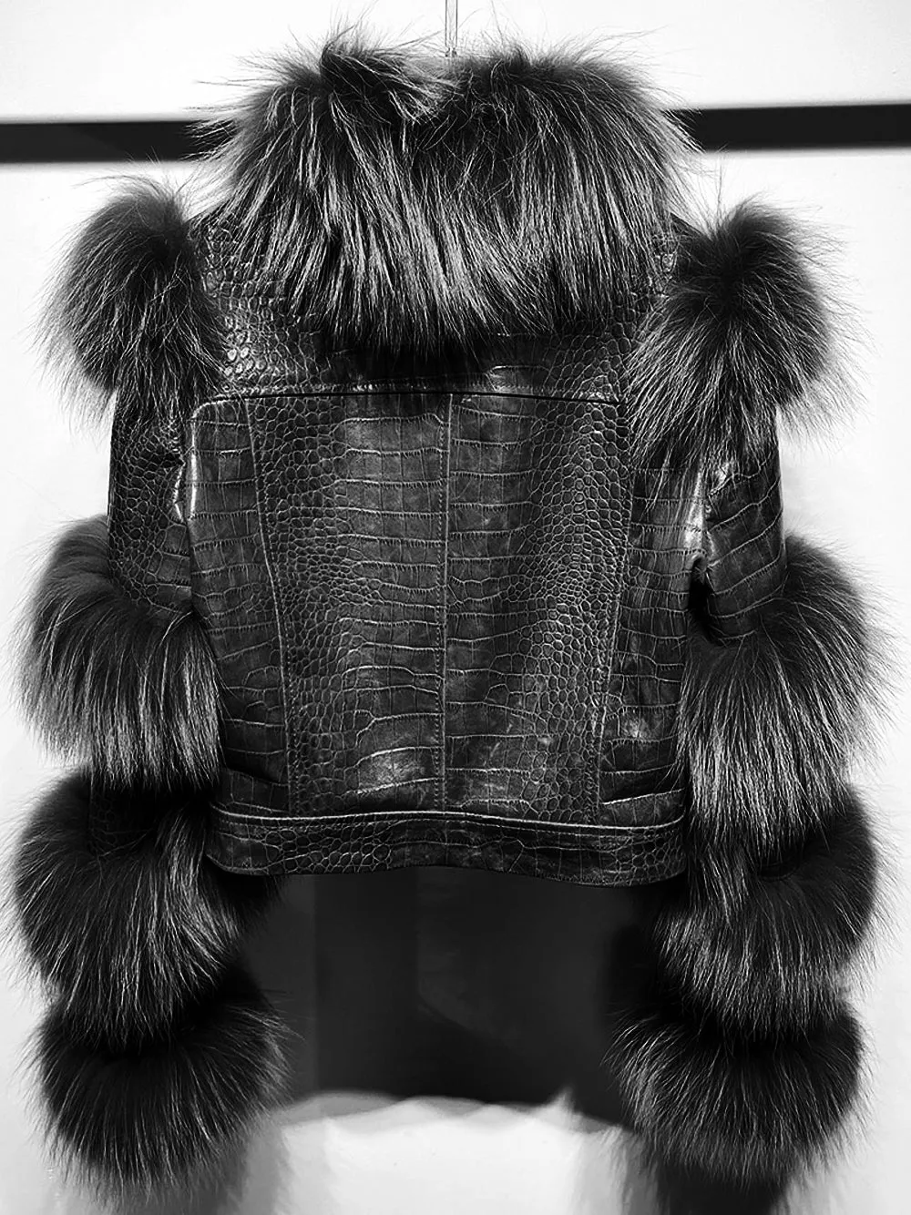 LITALY Fur & Leather Jacket in Black