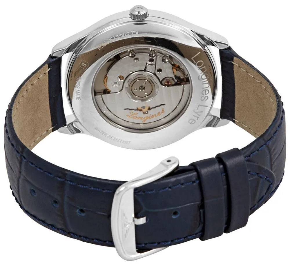 Longines Lyre Automatic Stainless Steel Blue Dial Blue Leather Strap Date Mens Watch L4.960.4.92.2