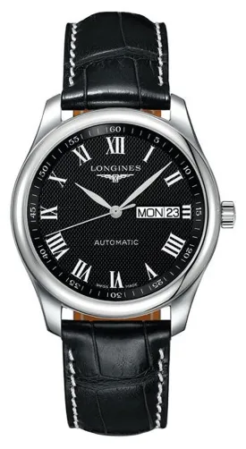 Longines Master Collection Automatic Stainless Steel Black Dial Black Leather Strap Day/Date Mens Watch L2.755.4.51.7