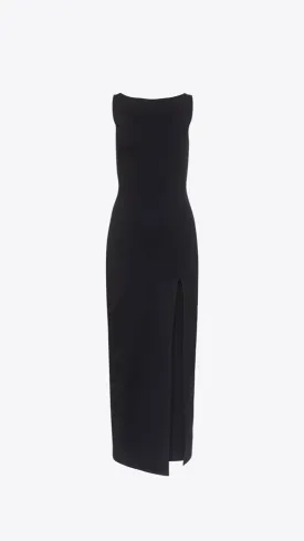 Low Back Tank Slit Dress - Black