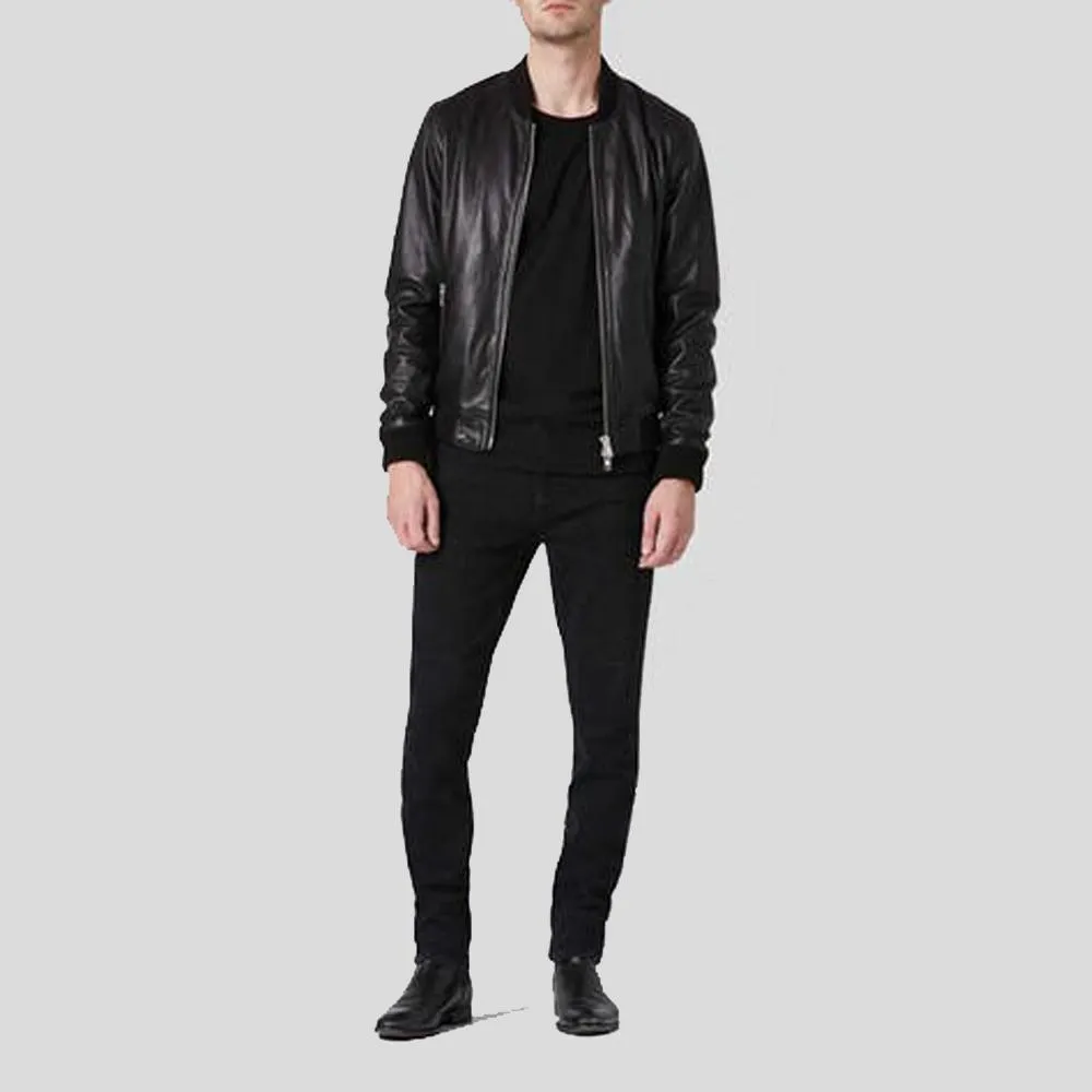 Luke Black Bomber Leather Jacket