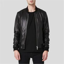 Luke Black Bomber Leather Jacket