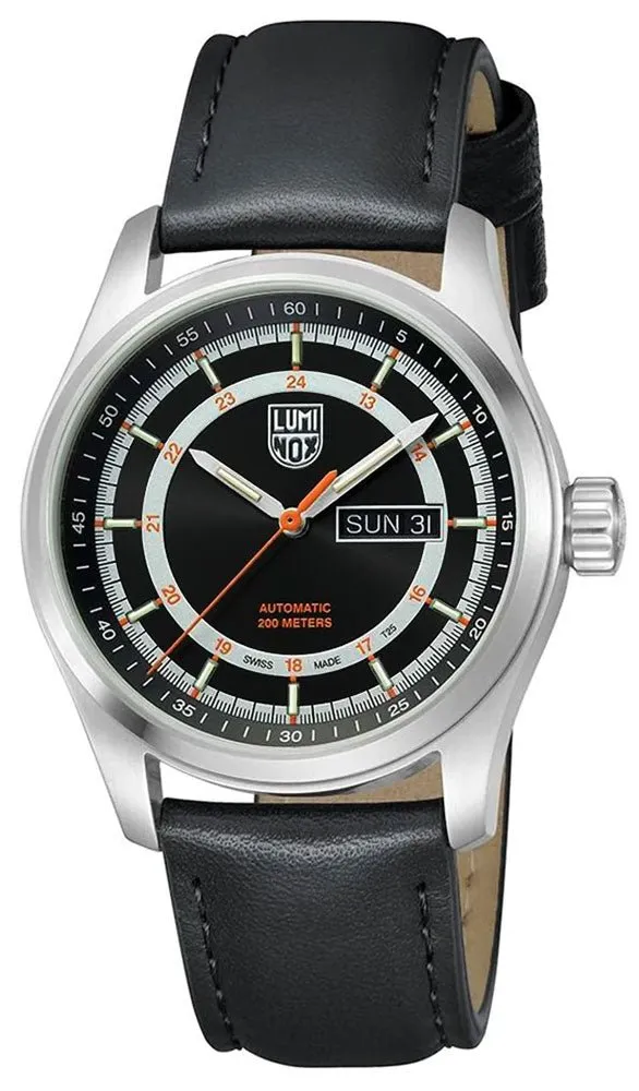 Luminox Atacama Field Automatic Stainless Steel Black Dial Black Leather Strap Day/Date Divers Mens Watch XL.1901