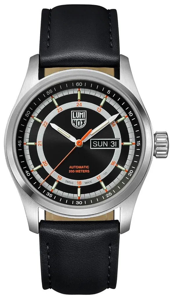 Luminox Atacama Field Automatic Stainless Steel Black Dial Black Leather Strap Day/Date Divers Mens Watch XL.1901