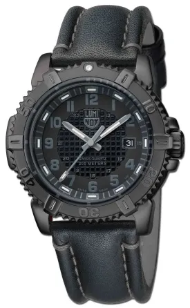 Luminox Modern Mariner Black PVD Black Dial Black Leather Strap Date Divers Quartz Mens Watch XS.6251.BO