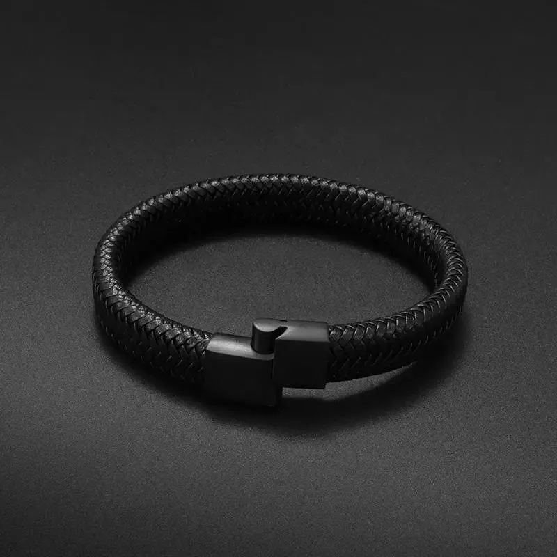 Mens Black Leather Bracelet Gift bag!