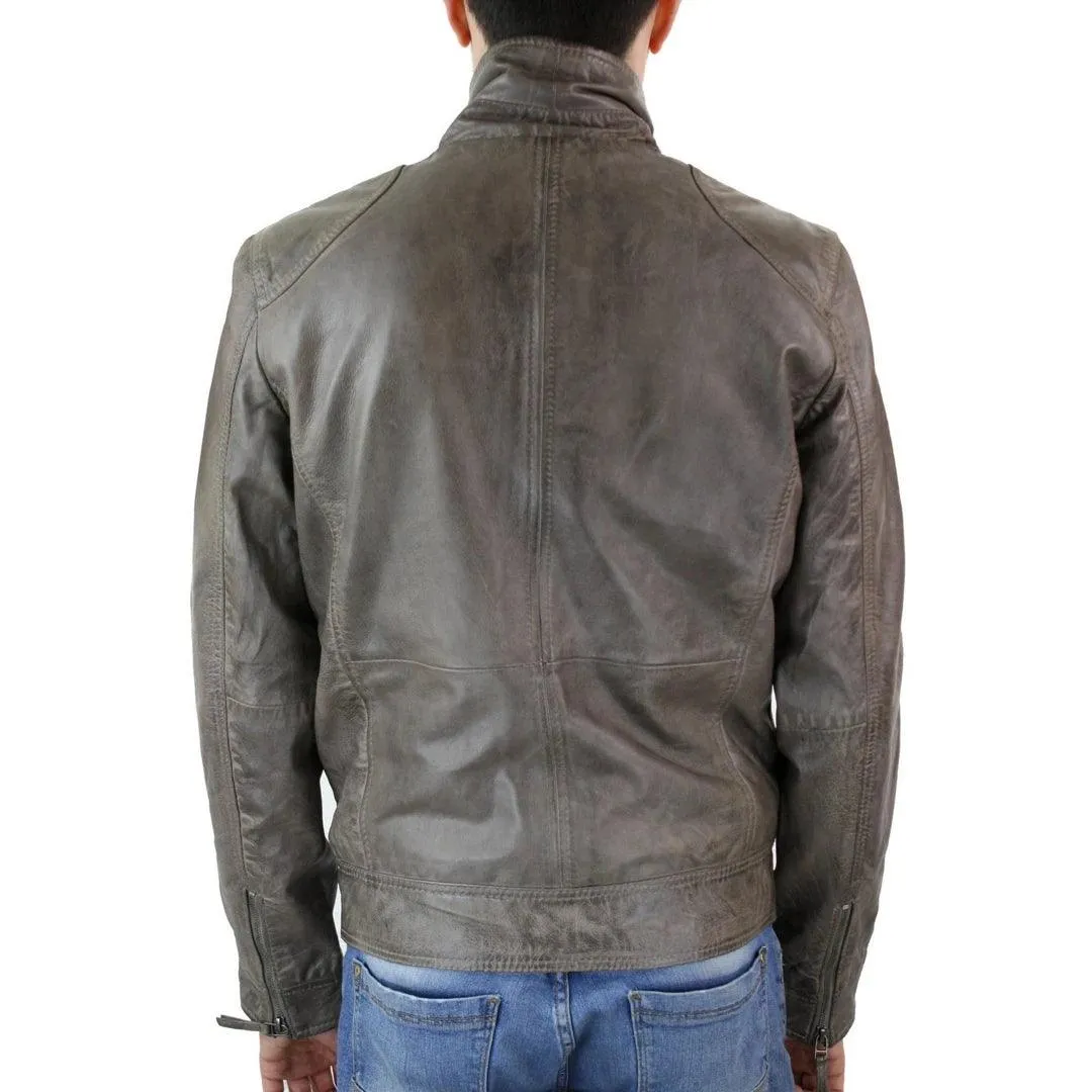 Mens Brown Real Leather Jacket Vintage Tailored Fit Genuine New S-3XL