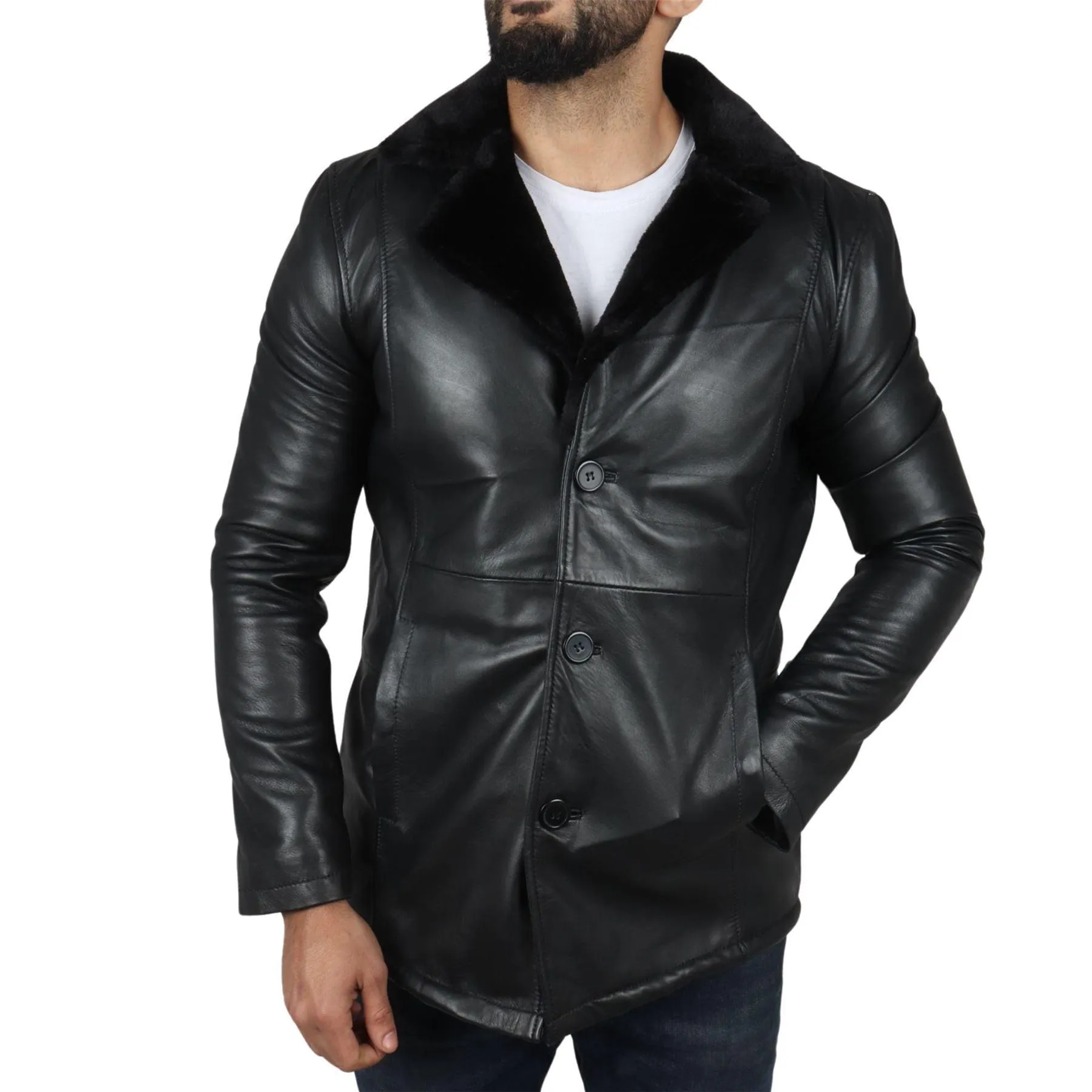 Men's Fur Lining Blazer Coat Jacket Real Leather