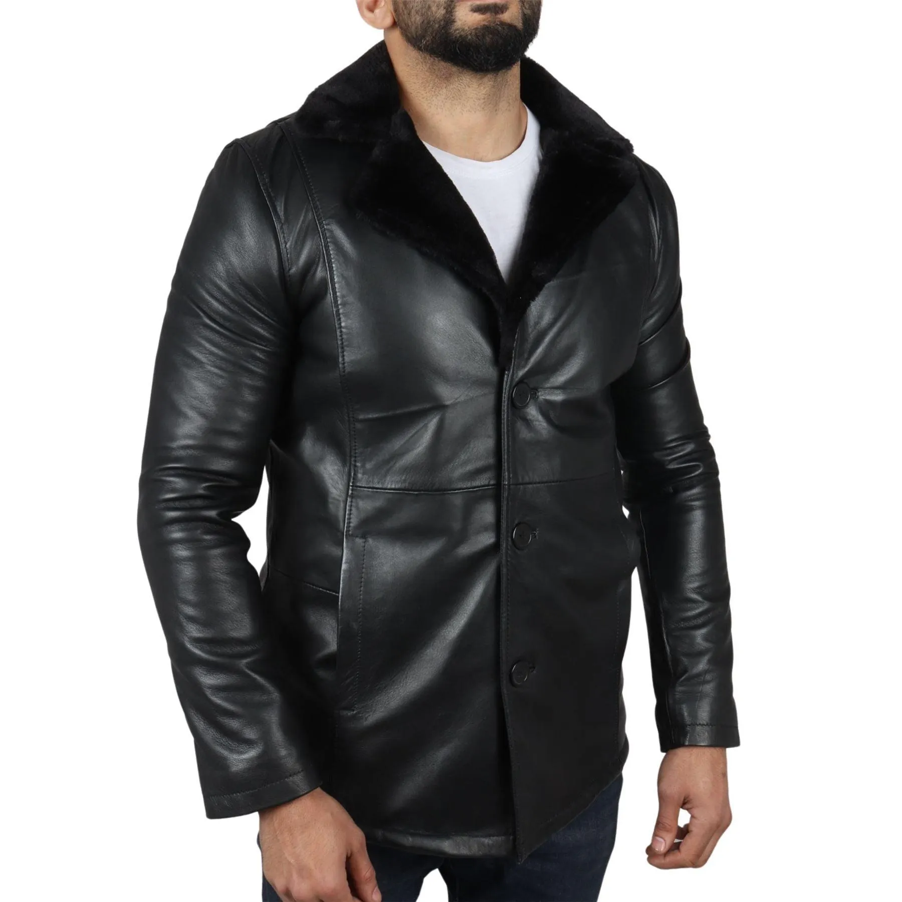 Men's Fur Lining Blazer Coat Jacket Real Leather