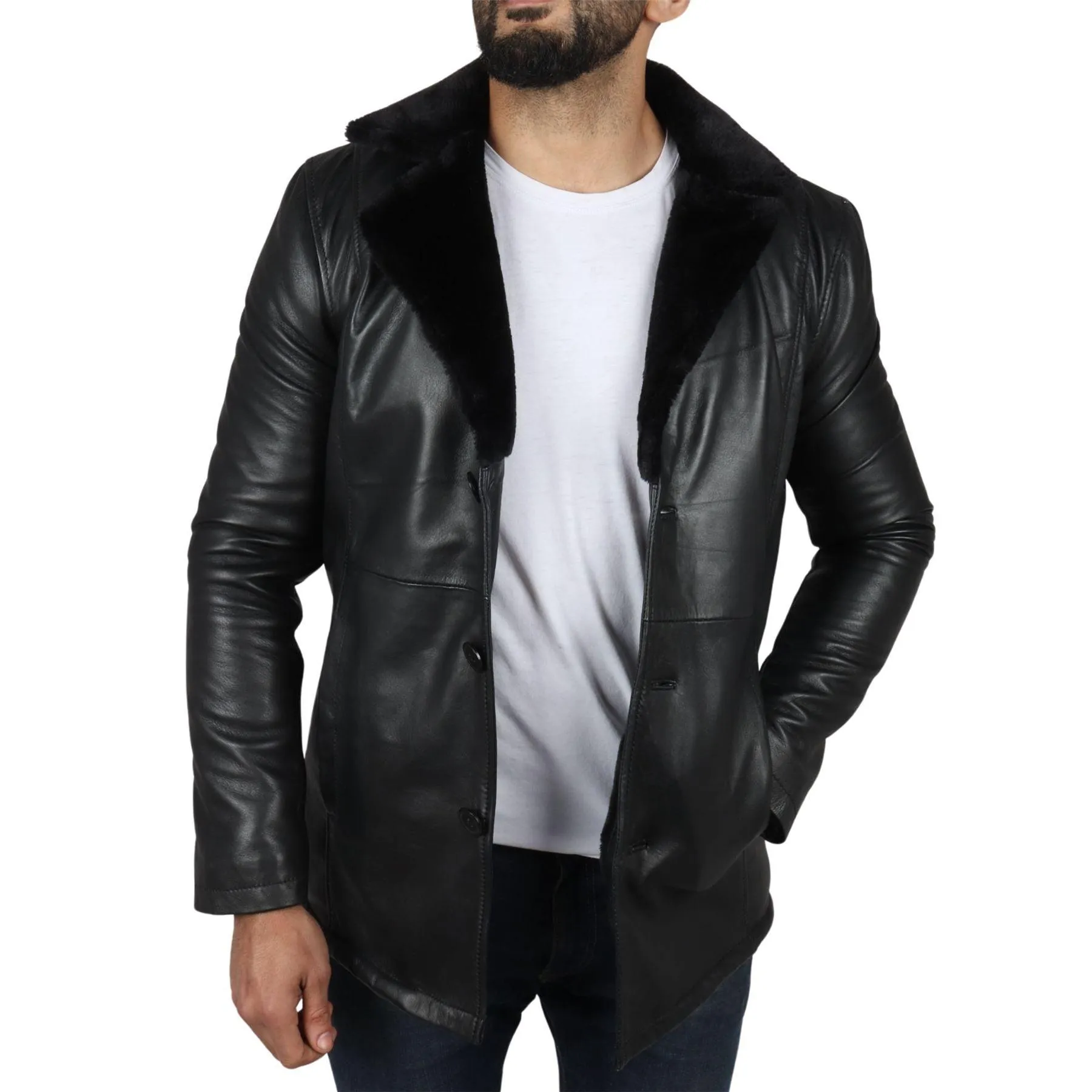 Men's Fur Lining Blazer Coat Jacket Real Leather