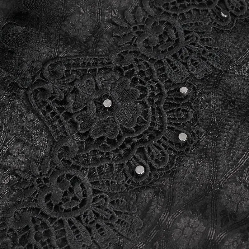 Men's Gothic Stand Collar Puff Sleeved Lace Splice Shirt