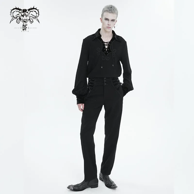 Men's Gothic Strappy Puff Sleeved Shirt