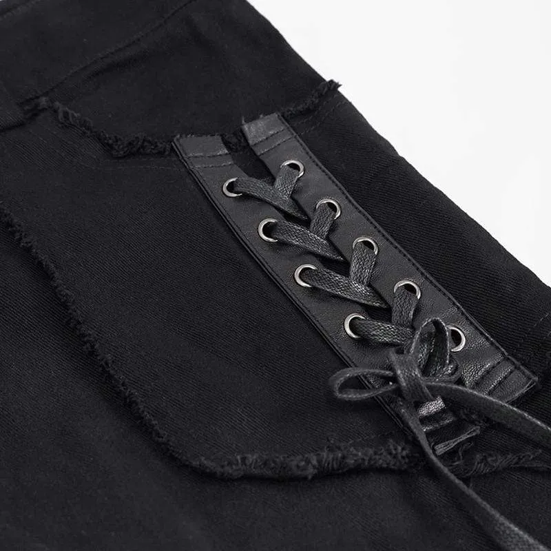 Men's Gothic Strappy Splice Buckle Unedged Pants