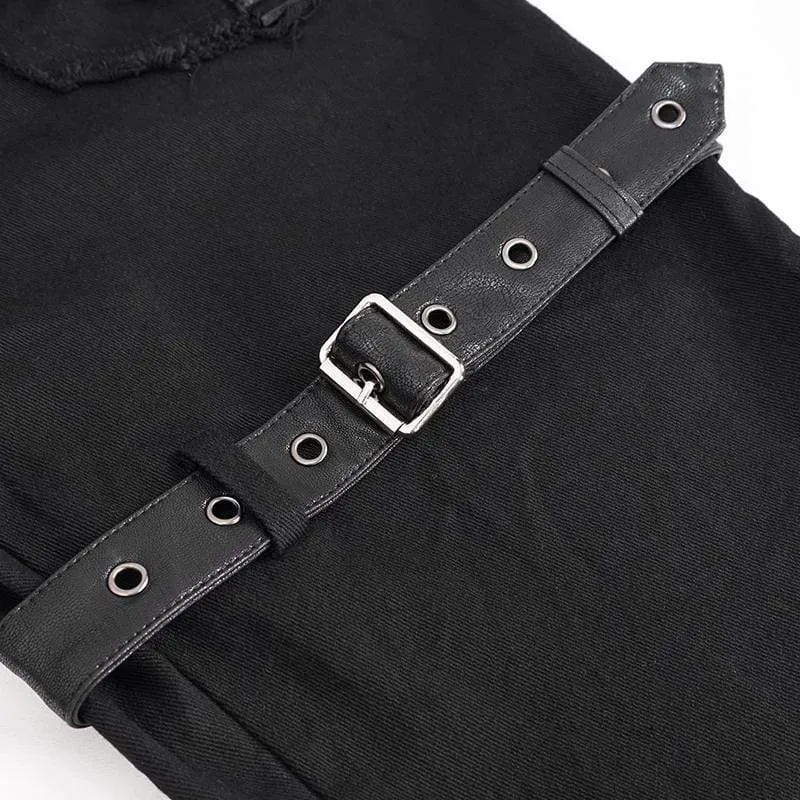 Men's Gothic Strappy Splice Buckle Unedged Pants