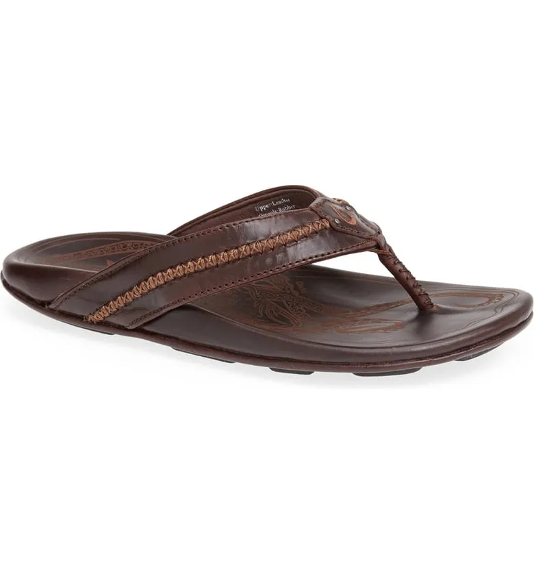 Men's Olukai | Mea Ola Artisan Beach Sandal | Dark Java