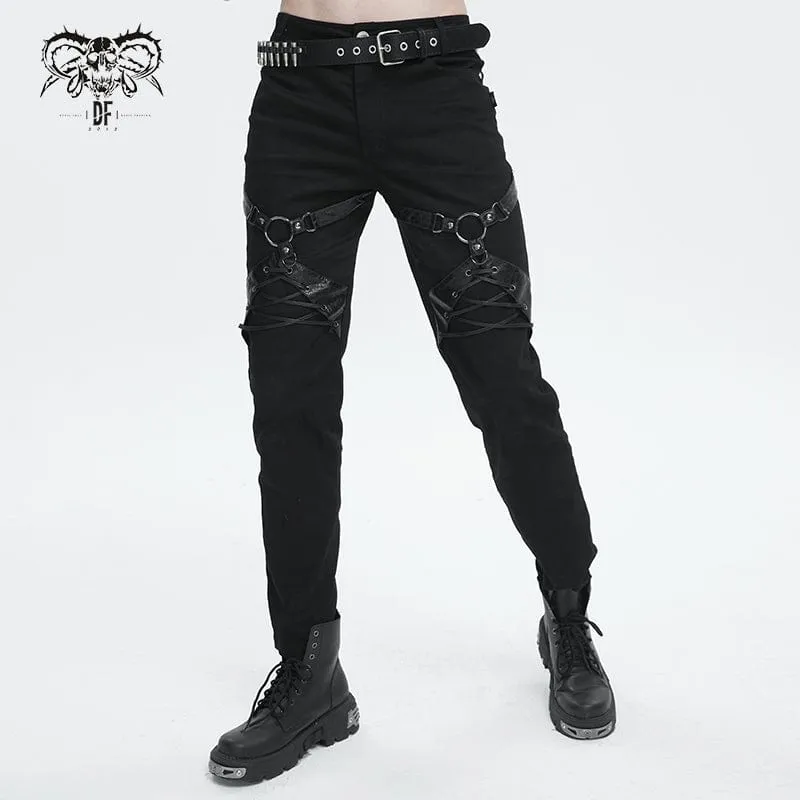 Men's Punk Buckle Splice Pants