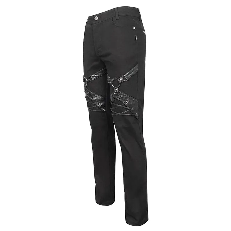 Men's Punk Buckle Splice Pants