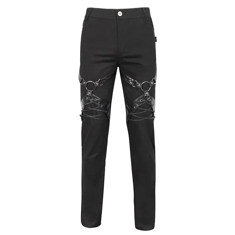 Men's Punk Buckle Splice Pants