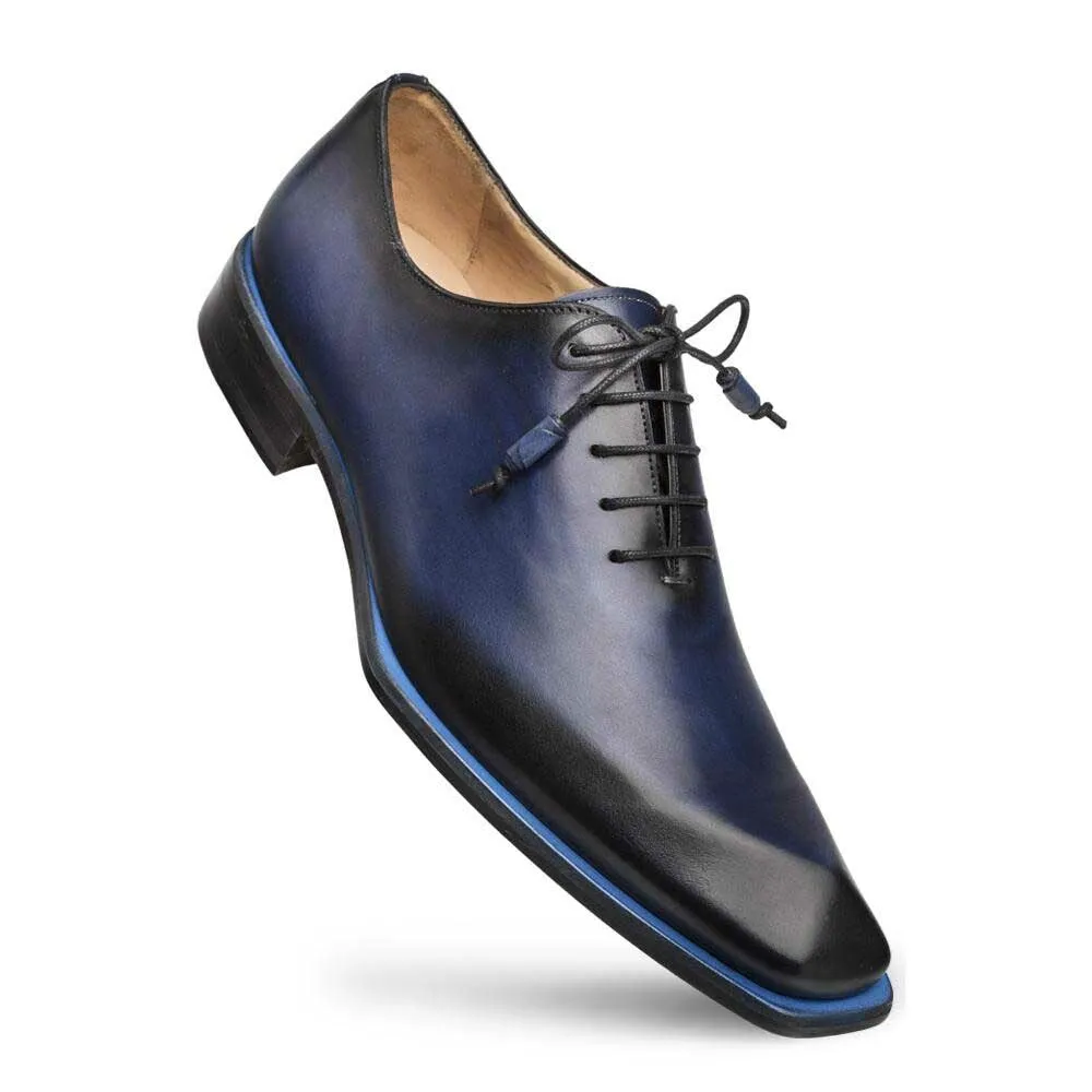 Mezlan Navy Asymmetric Plain Toe Oxford